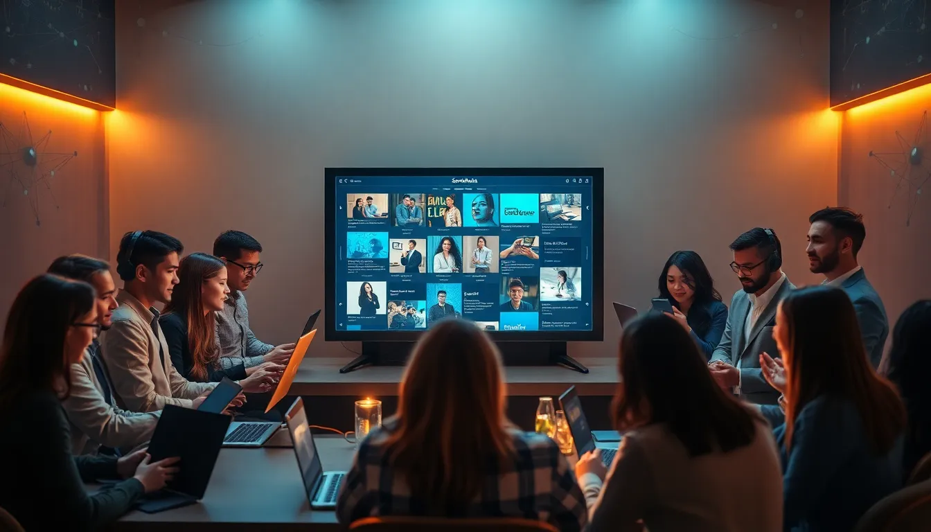 diverse professionals collaborating in a digital environment.